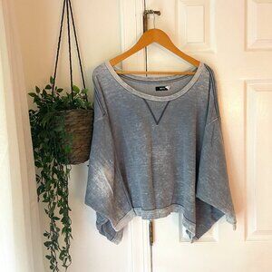 BDG Oversized off shoulder denim faux-worn sweater top in size XS